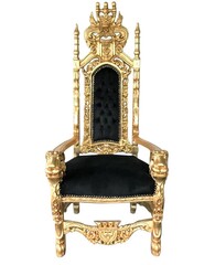 Barock Sessel Thron Loewe gold schwarz
