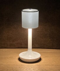 Akku Tischleuchte Textil weiss weiss, Sensor Akkuleuchte