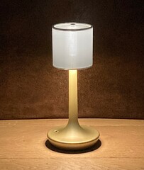 Akku Tischleuchte, Zylinder gold weiss, Sensor Akkuleuchte