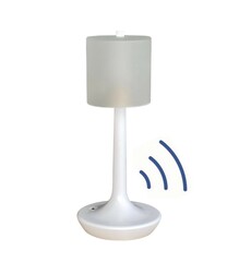Sensor Akkuleuchte Glas weiss, Akku Tischlampe kabellos