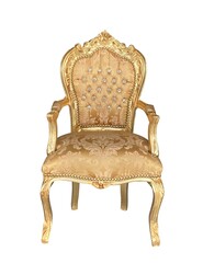 Barock Stuhl mit Armlehne gold Kristall