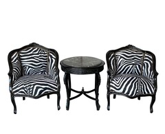 Barock Sessel schwarz/Zebra Set