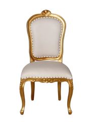 Liquidation! Louis XV Cube Stuhl gold/weiss Mahagoni
