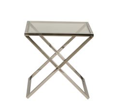 Beistelltisch X Glas silber